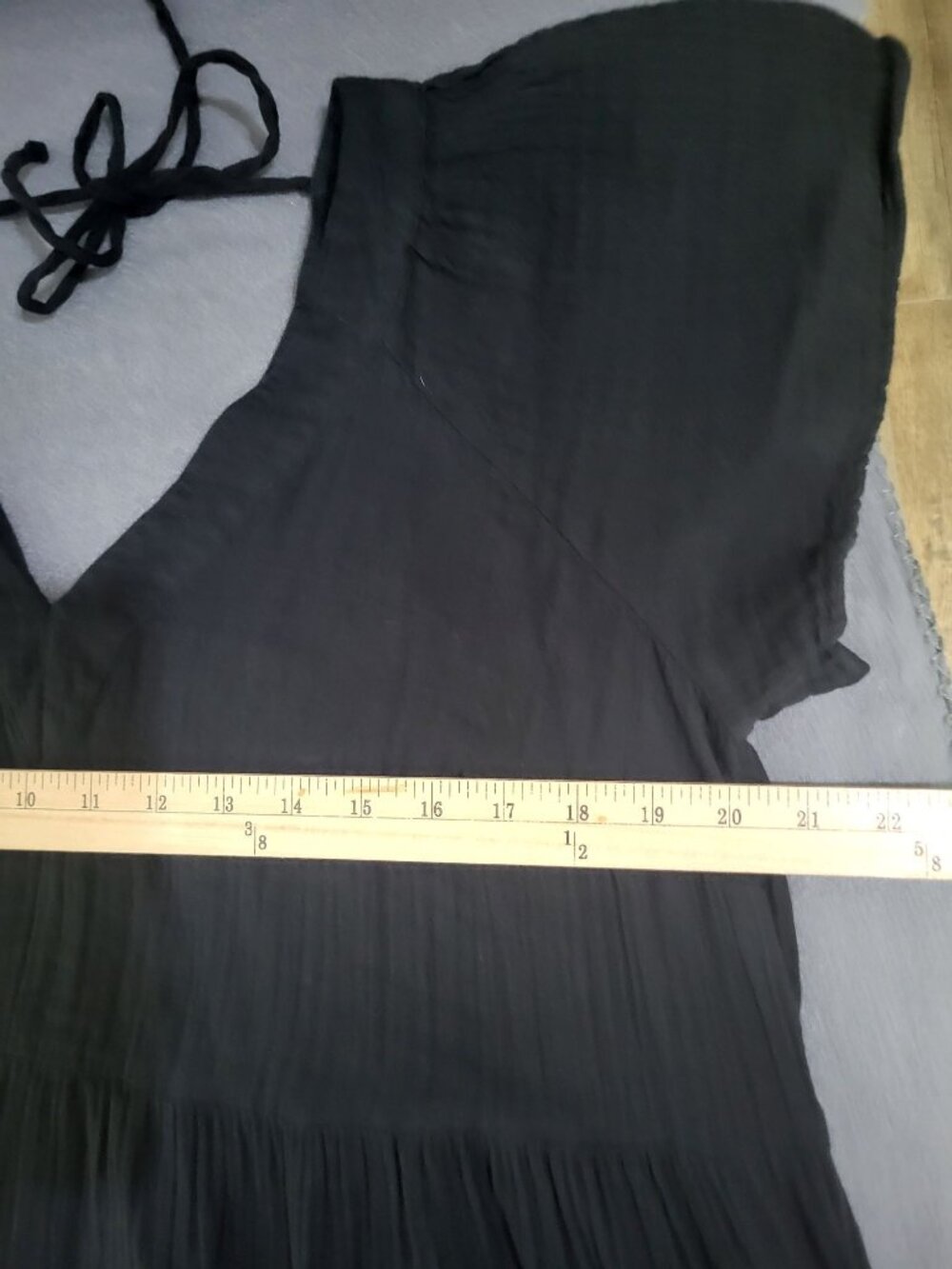 Old Navy Women's XL Black V-Neck Tiered Mini Swing Dress Gauzy Cotton - Picture 5 of 8